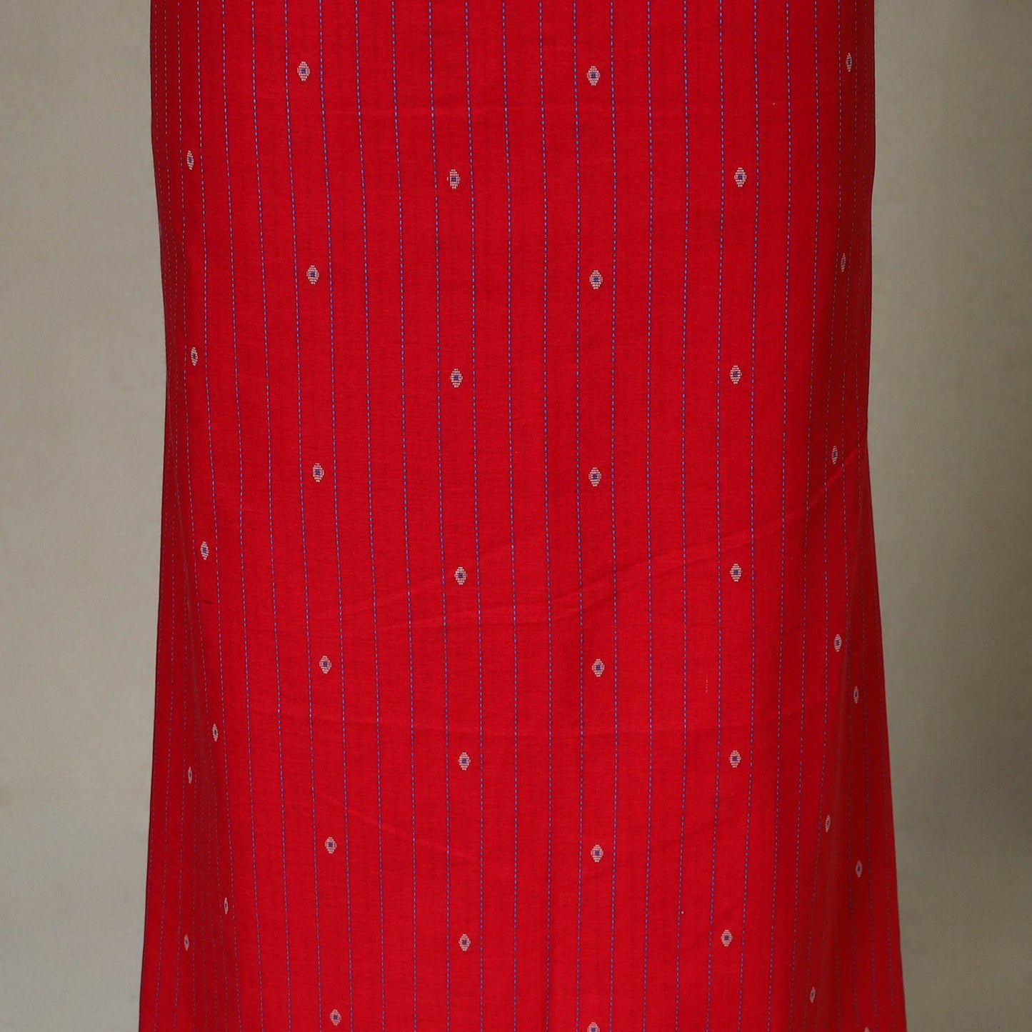 Red - 2pc unstitched jacquard dress material with jewellery