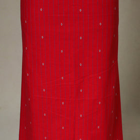Red - 2pc unstitched jacquard dress material with jewellery