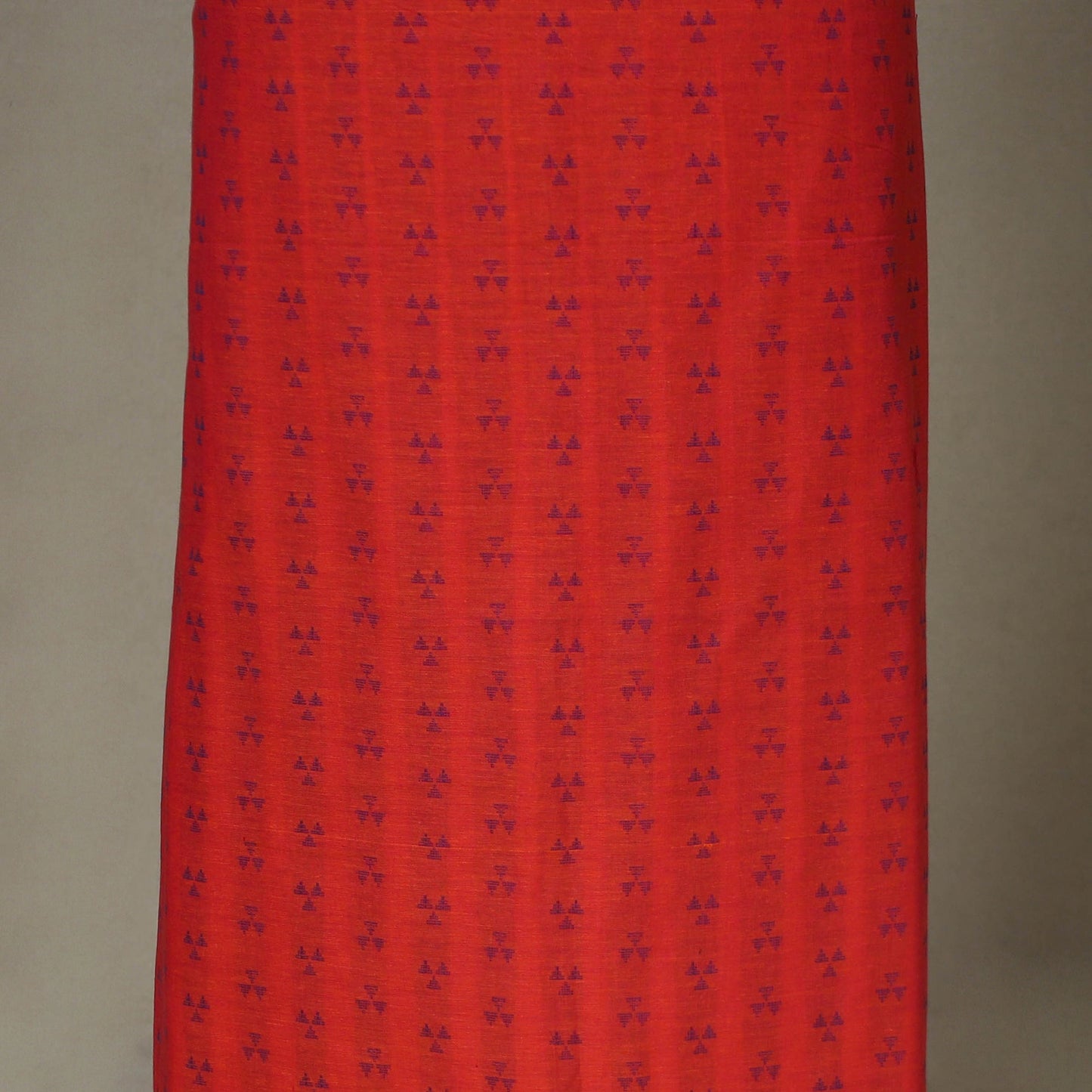 Red - 2pc unstitched jacquard dress material with jewellery