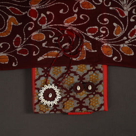 Red 2pc Unstitched Plain Dress Material with Jewellery Set