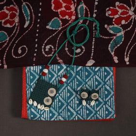 Red - 2pc unstitched plain dress material with jewellery