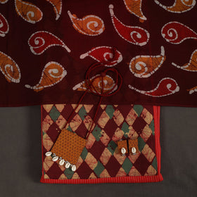 Red 2pc Unstitched Plain Dress Material with Jewellery Set