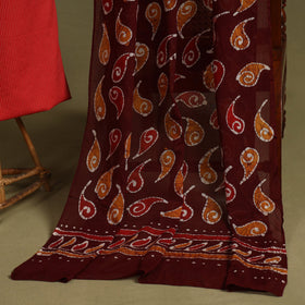 Red 2pc Unstitched Plain Dress Material with Jewellery Set