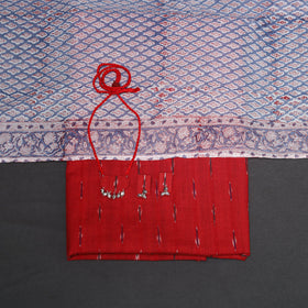 Red - 2pc unstitched pochampally ikat dress material