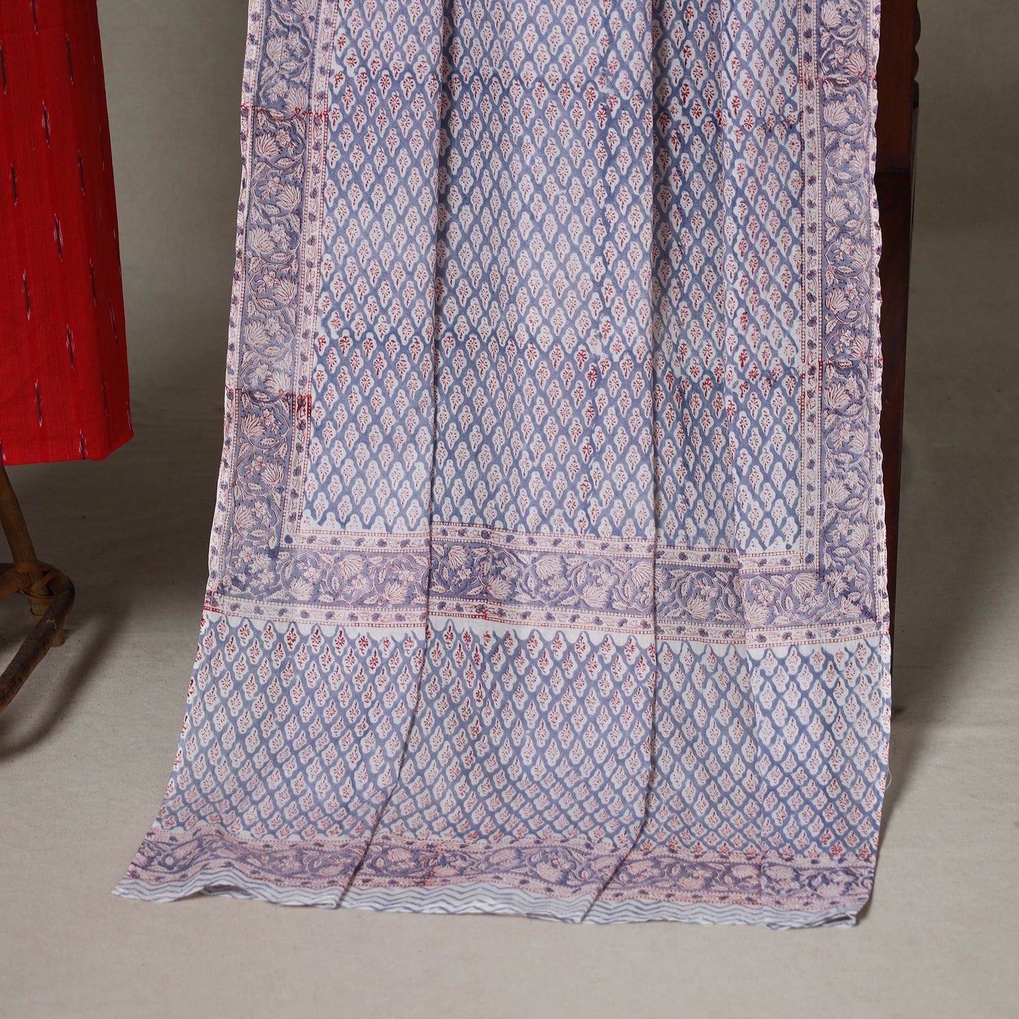 Red - 2pc unstitched pochampally ikat dress material