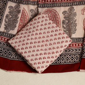 Red 3pc Bagh Print Cotton Dress Material Set