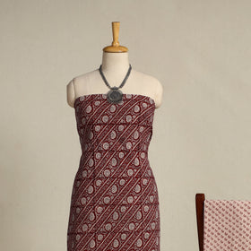 Red 3pc Bagh Print Cotton Dress Material Set