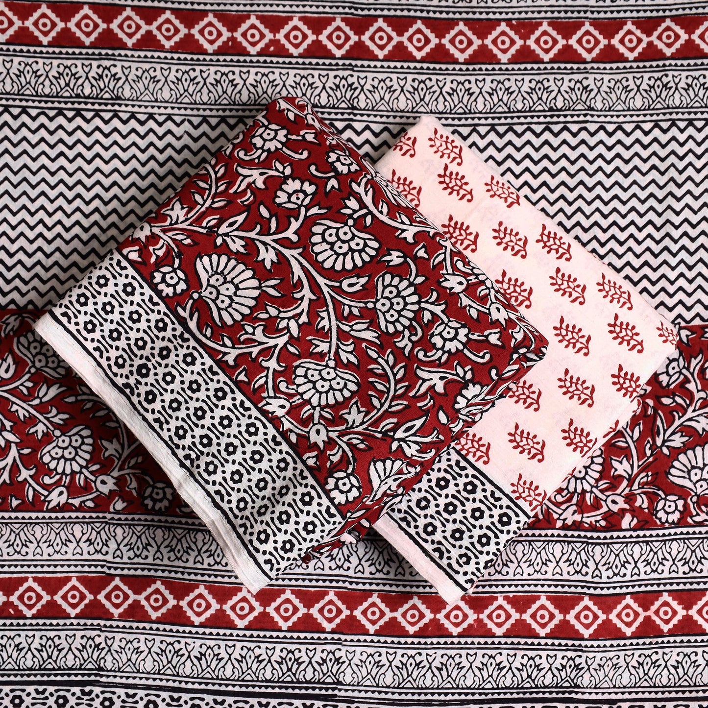  3pc Bagh Print Cotton Dress Material Set