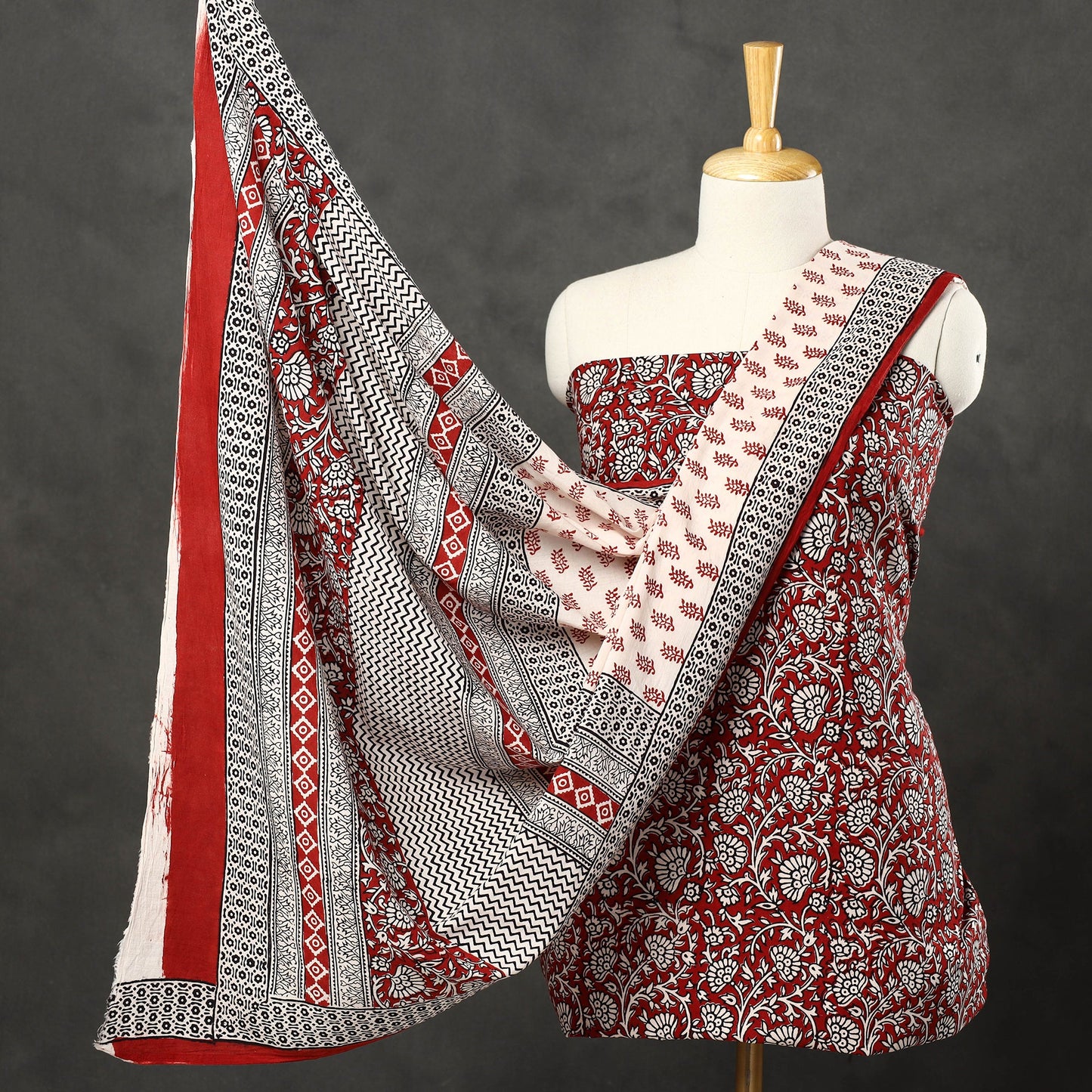  3pc Bagh Print Cotton Dress Material Set