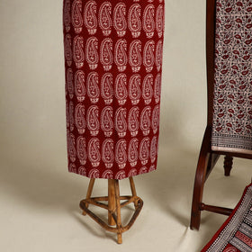 Red 3pc Bagh Print Cotton Dress Material Set