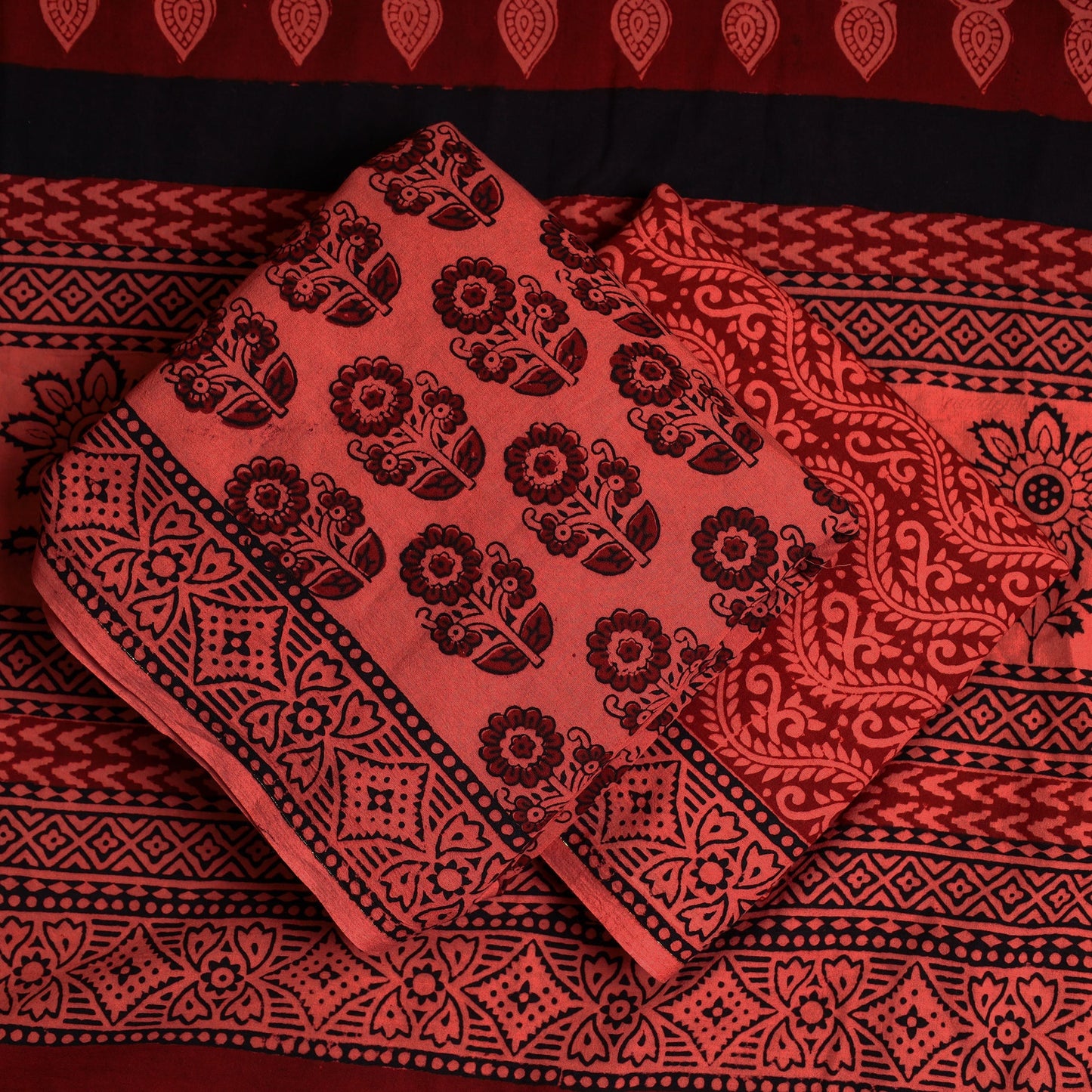  3pc Bagh Print Cotton Dress Material Set