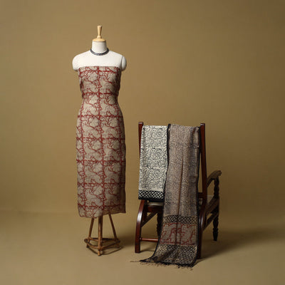 3pc kota doria cotton bagru unstitched dress material 32