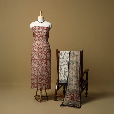 3pc kota doria cotton bagru unstitched dress material 35