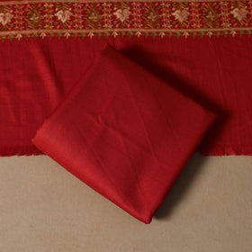 Red - 3pc chain stitch aari hand embroidered merino wool