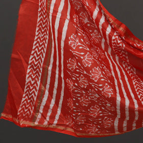 Red Buy 3pc Chanderi Silk Bagru Print Dress Material Online 