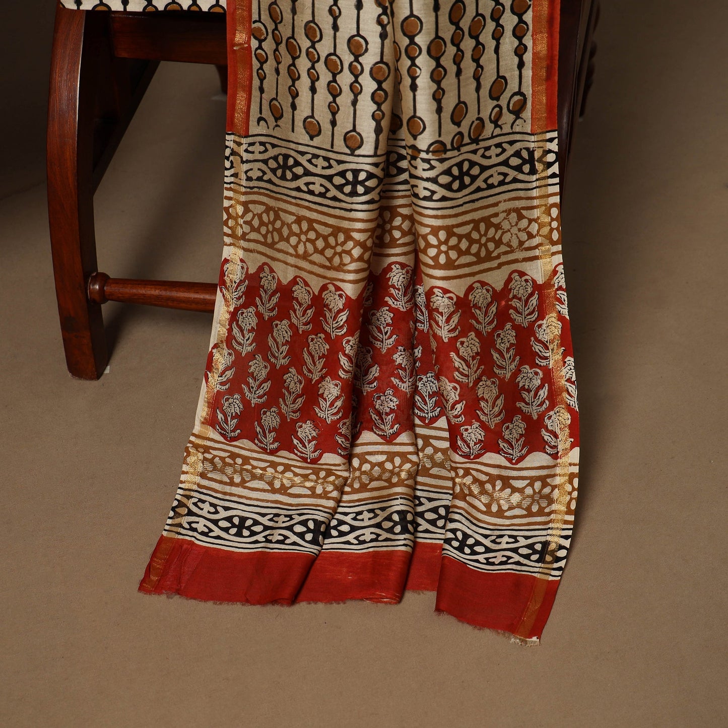 3pc chanderi silk unstitched hand bagru dress material 30