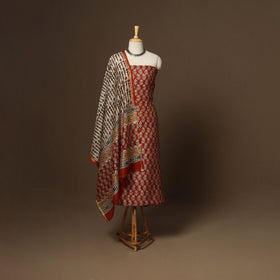 3pc chanderi silk unstitched hand bagru dress material 30