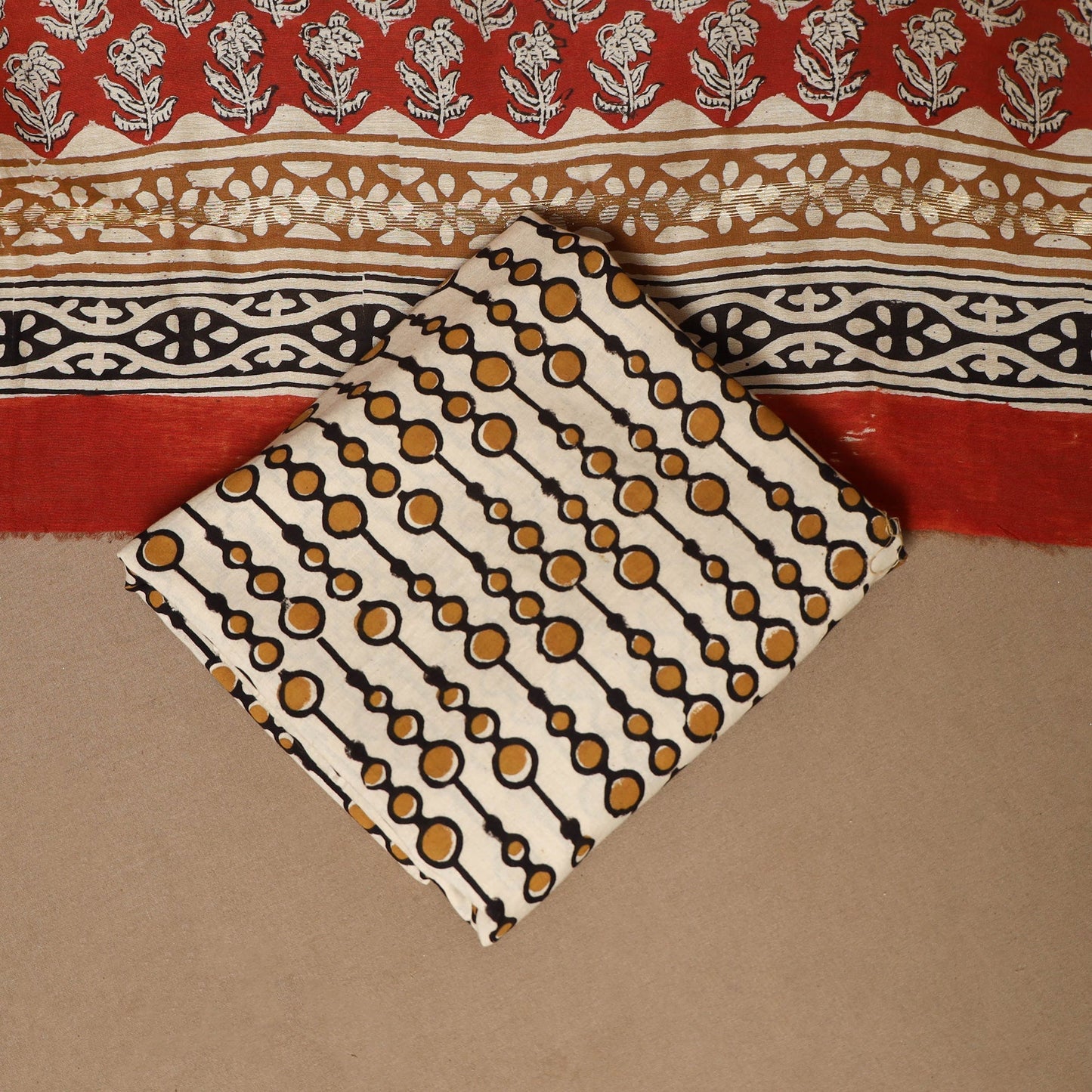 3pc chanderi silk unstitched hand bagru dress material 30