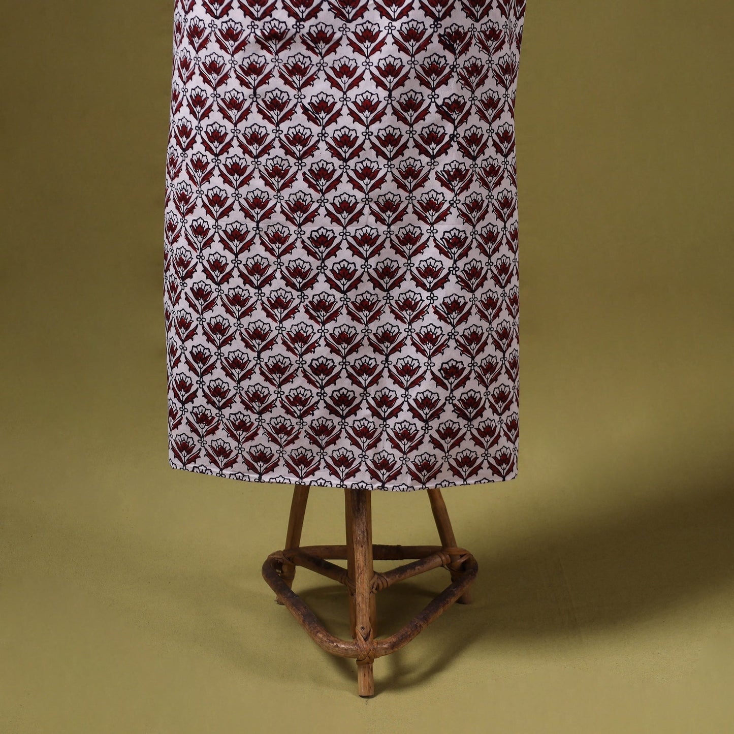 Red 3pc Cotton Bagh Print Dress Material with Jewellery Set 