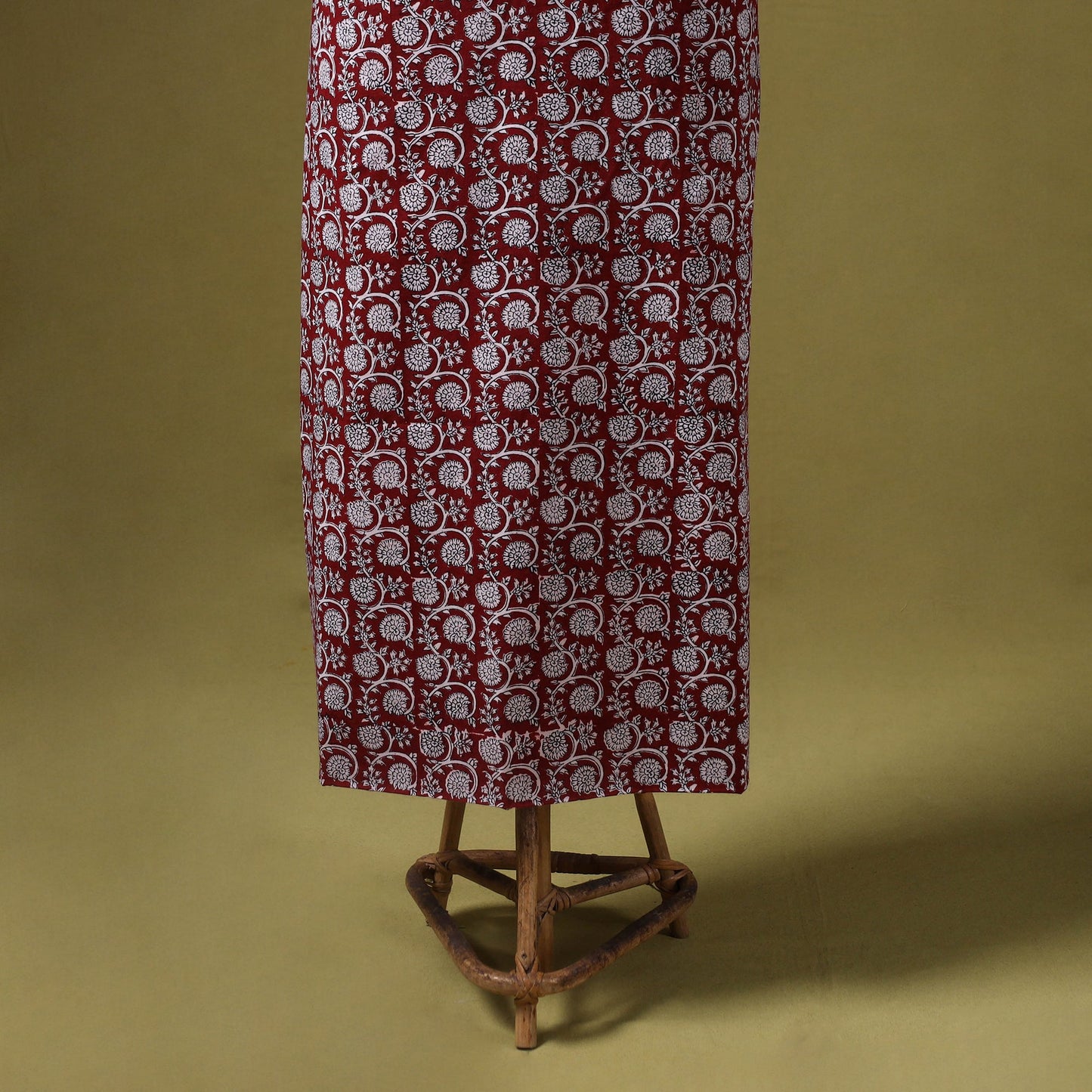 Red 3pc Cotton Bagh Print Dress Material with Jewellery Set 