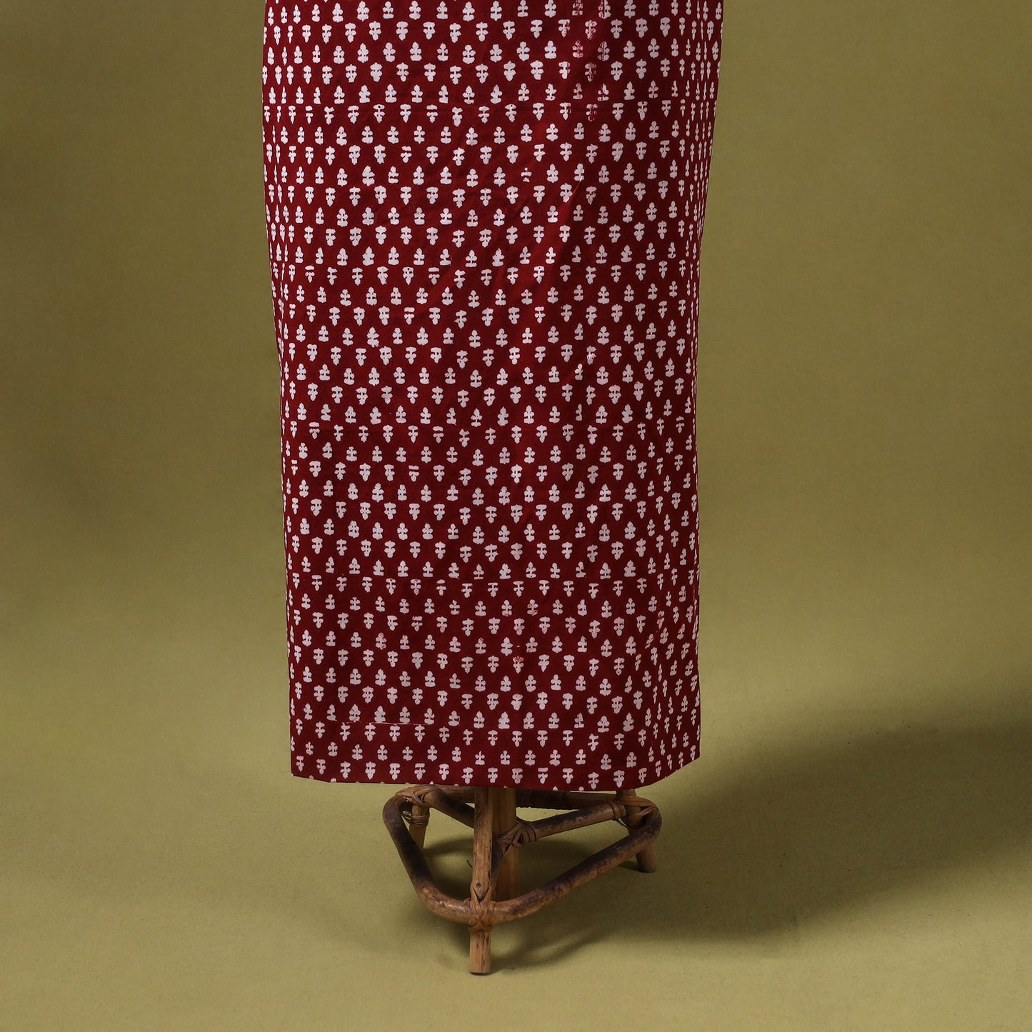 Red 3pc Cotton Bagh Print Dress Material with Jewellery Set 