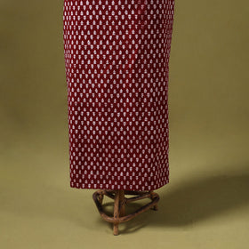 Red 3pc Cotton Bagh Print Dress Material with Jewellery Set 