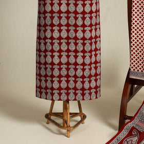 Red 3pc Cotton Bagh Print Suit Material Set
