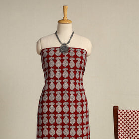 Red 3pc Cotton Bagh Print Suit Material Set