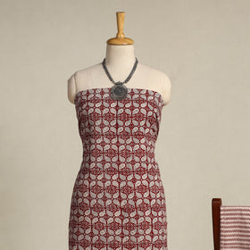 Red 3pc Cotton Bagh Print Suit Material Set