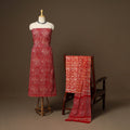 Red - 3pc cotton kutch batik dress material 04 - handcrafted