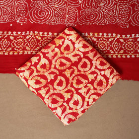 Red - 3pc cotton kutch batik dress material 04 - handcrafted