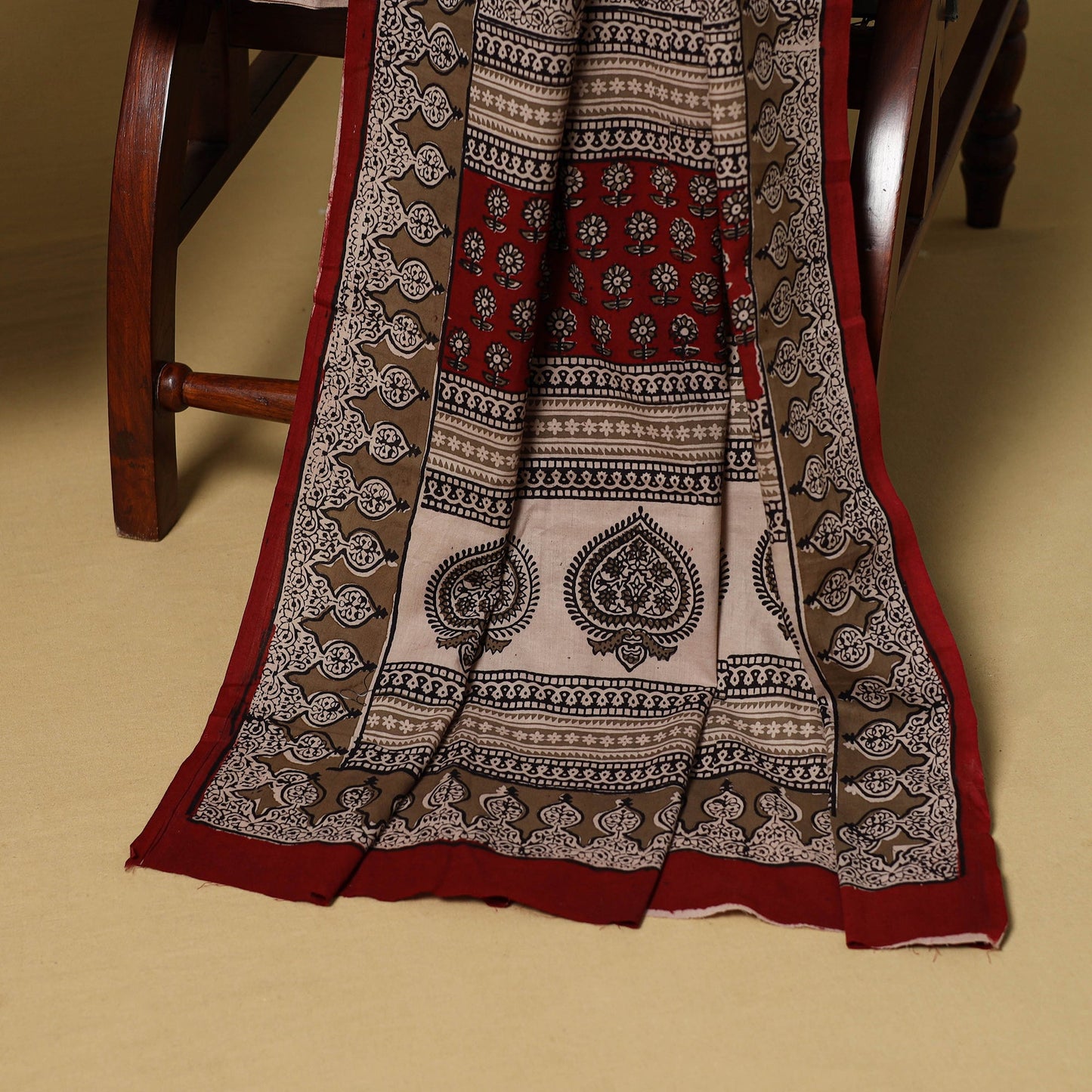 Red - 3pc cotton unstitched bagh dress material