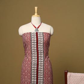 Red - 3pc cotton unstitched bagh dress material