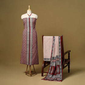 Red - 3pc cotton unstitched bagh dress material