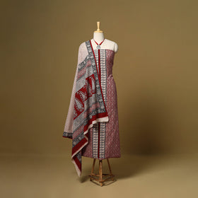 Red - 3pc cotton unstitched bagh dress material