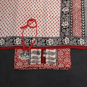 Red - 3pc cotton unstitched bagh dress material