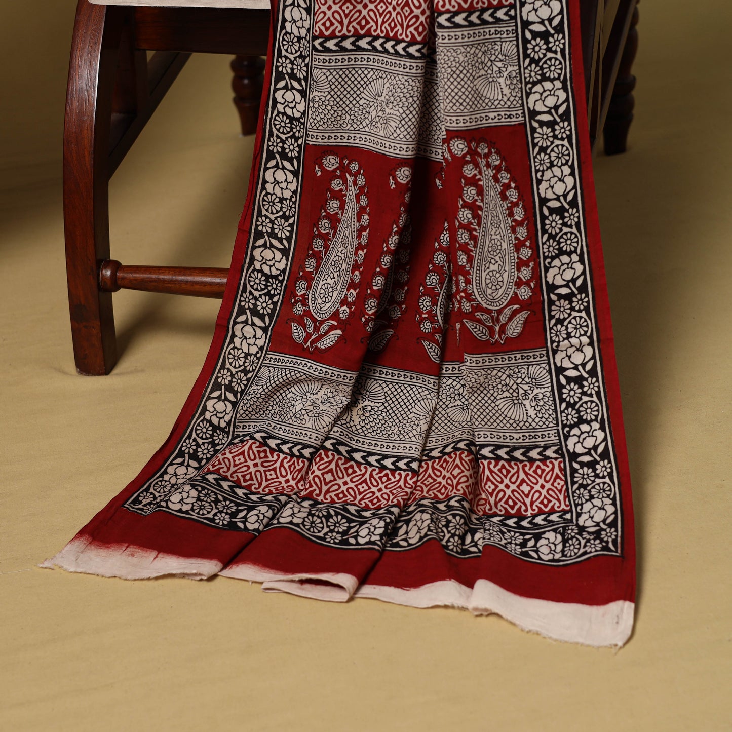 Red - 3pc cotton unstitched bagh dress material