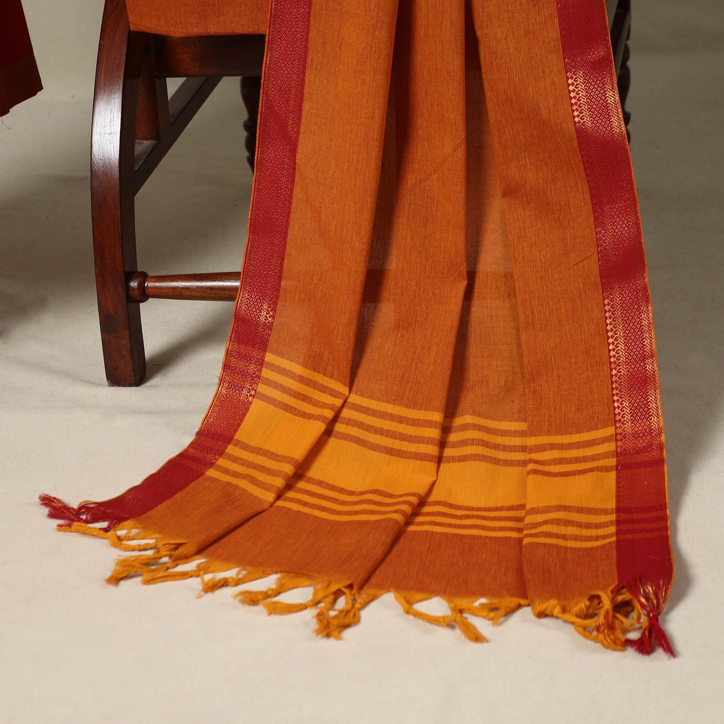 Red 3pc Cotton Unstitched Dharwad Dress Material