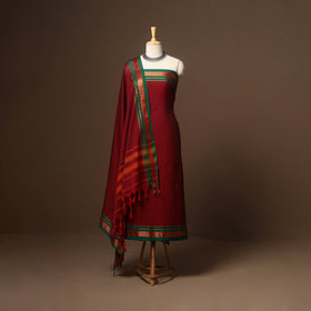 Red - 3pc cotton unstitched dharwad dress material 06