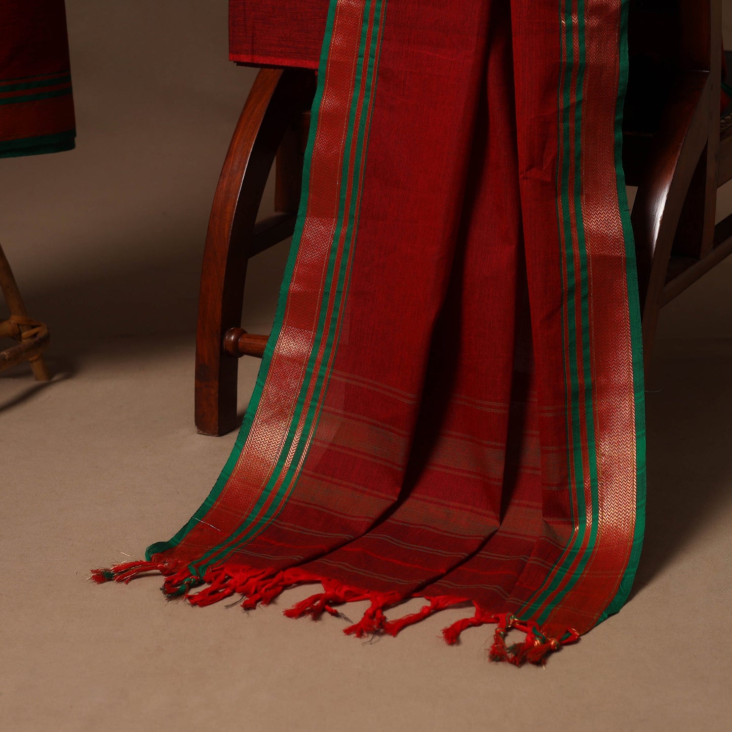 Red - 3pc cotton unstitched dharwad dress material 07