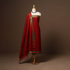 Red - 3pc cotton unstitched dharwad dress material 07