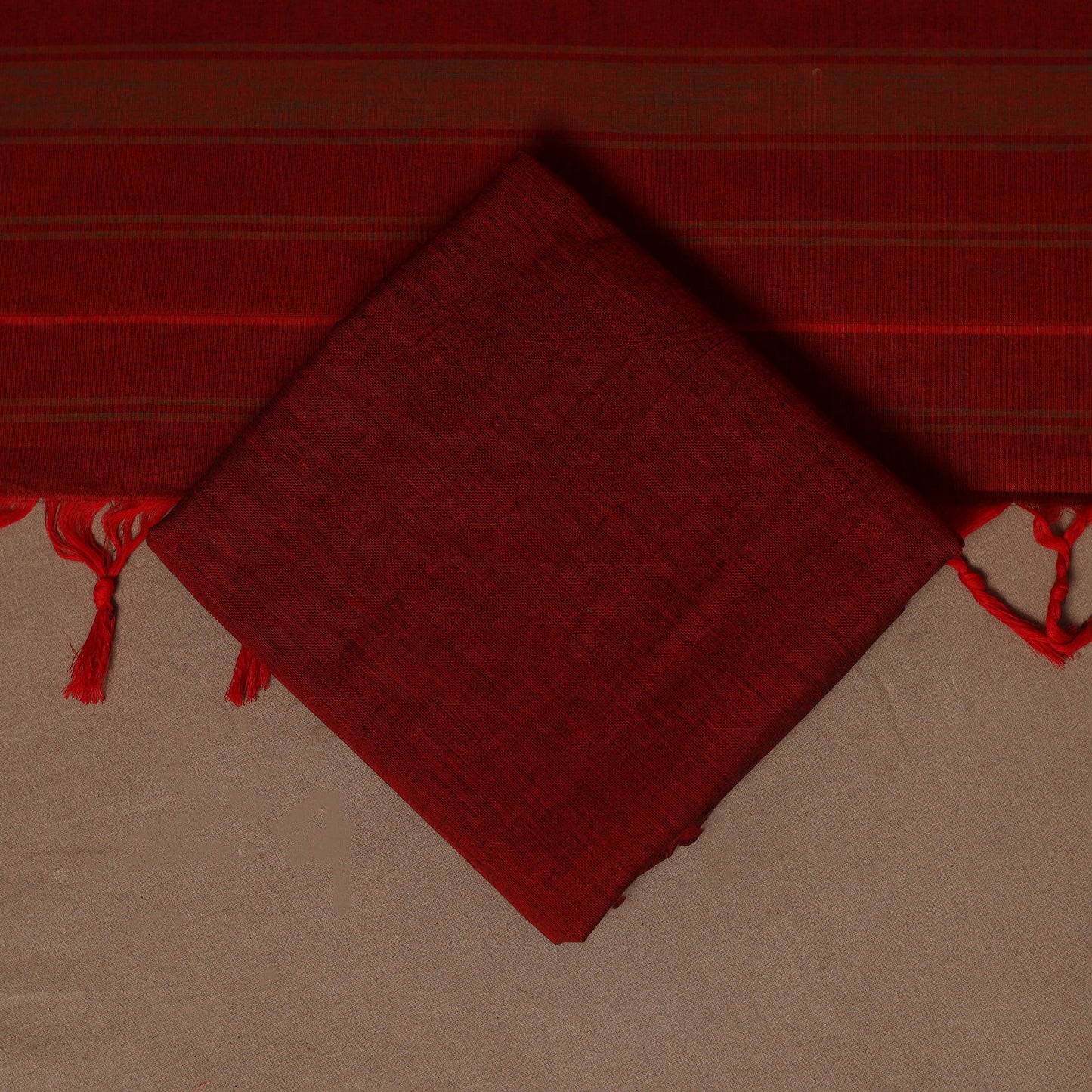 Red - 3pc cotton unstitched dharwad dress material 07