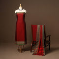 Red - 3pc cotton unstitched dharwad dress material 09