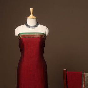 Red - 3pc cotton unstitched dharwad dress material 09