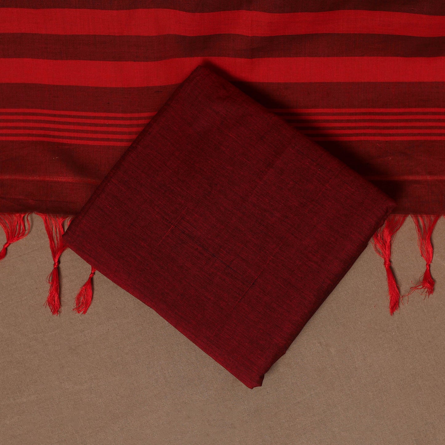 Red - 3pc cotton unstitched dharwad dress material 09