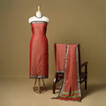Red - 3pc cotton unstitched dharwad dress material