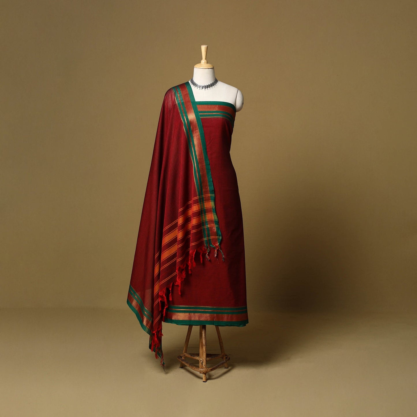 3pc cotton unstitched dharwad dress material with border 12