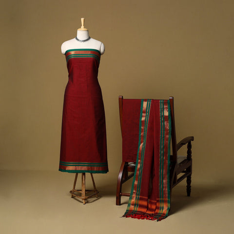 3pc cotton unstitched dharwad dress material with border 12