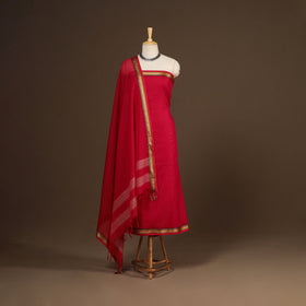 Red - 3pc cotton unstitched dharwad dress material