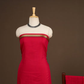 Red - 3pc cotton unstitched dharwad dress material